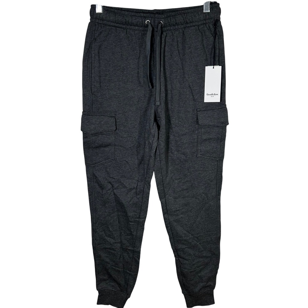 Goodfellow & Co Mens Dark Gray Ultra Soft Fleece Cargo Jogger Pants Size XS New